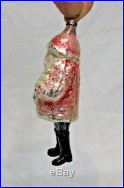German Antique Glass Figural Santa With Chenille Legs Christmas Ornament 1920's