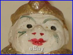 German Antique Glass Figural Smiling Tom Clown Vintage Christmas Ornament 1930's