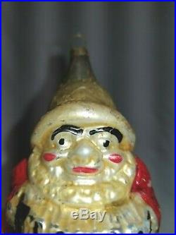 German Antique Glass Gnome On A Log Figural Victorian Christmas Ornament 1900's