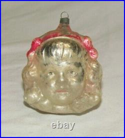 German Antique Glass Goldilocks Head Christmas Ornament Decoration 1900's