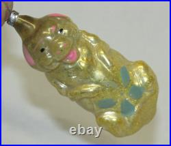 German Antique Glass Good Luck Pig Shamrock Vintage Christmas Ornament 1900's