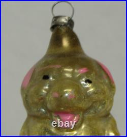 German Antique Glass Good Luck Pig Shamrock Vintage Christmas Ornament 1900's