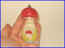 German Antique Glass Mushroom Vintage Figural Christmas Ornament 1930's