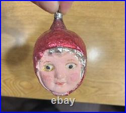 German Antique Glass Red Riding Hood Glass Eyes Vintage Christmas Ornament 1930s