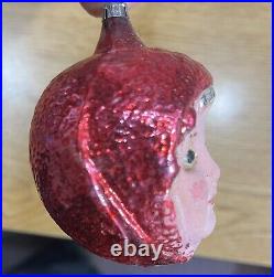 German Antique Glass Red Riding Hood Glass Eyes Vintage Christmas Ornament 1930s