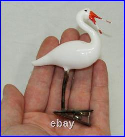 German Antique Glass Stork Clip On Bird Christmas Ornament Decoration 1930's