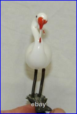 German Antique Glass Stork Clip On Bird Christmas Ornament Decoration 1930's