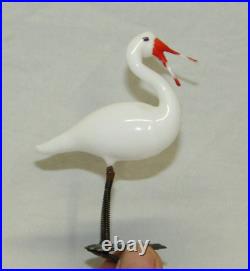 German Antique Glass Stork Clip On Bird Christmas Ornament Decoration 1930's