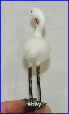 German Antique Glass Stork Clip On Bird Christmas Ornament Decoration 1930's