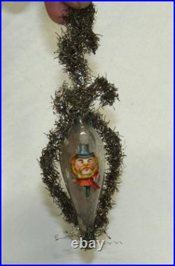 German Antique Glass Teardrop Tinsel Angel Scrap Christmas Ornament 1930's