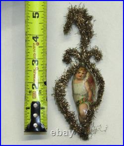 German Antique Glass Teardrop Tinsel Angel Scrap Christmas Ornament 1930's