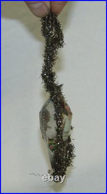 German Antique Glass Teardrop Tinsel Angel Scrap Christmas Ornament 1930's