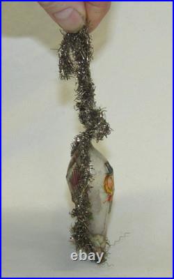 German Antique Glass Teardrop Tinsel Angel Scrap Christmas Ornament 1930's