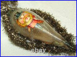 German Antique Glass Teardrop Tinsel Angel Scrap Christmas Ornament 1930's