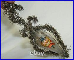 German Antique Glass Teardrop Tinsel Angel Scrap Christmas Ornament 1930's