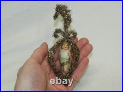 German Antique Glass Teardrop Tinsel Angel Scrap Christmas Ornament 1930's