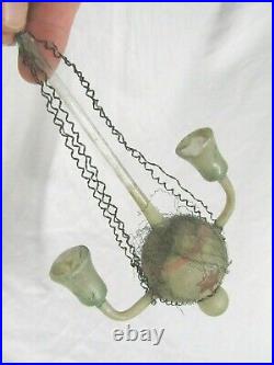 German Antique Glass Wire Wrapped Dresden Chandelier Christmas Ornament 1900's