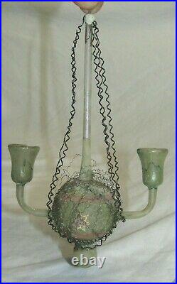 German Antique Glass Wire Wrapped Dresden Chandelier Christmas Ornament 1900's