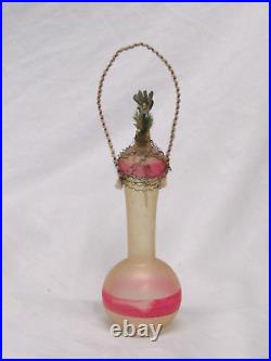 German Antique Glass Wire Wrapped Flower Vase Vintage Christmas Ornament 1920's