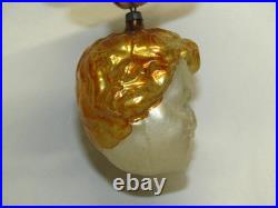 German Antique Gold Glass Baby Jesus Vintage Boys Head Christmas Ornament 1900's