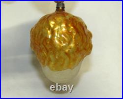 German Antique Gold Glass Baby Jesus Vintage Boys Head Christmas Ornament 1900's