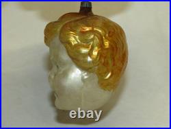 German Antique Gold Glass Baby Jesus Vintage Boys Head Christmas Ornament 1900's