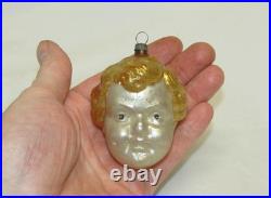 German Antique Gold Glass Baby Jesus Vintage Boys Head Christmas Ornament 1900's