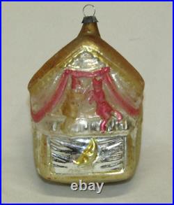 German Antique Gold Glass Punch And Judy Show Vintage Christmas Ornament 1930's