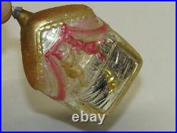 German Antique Gold Glass Punch And Judy Show Vintage Christmas Ornament 1930's