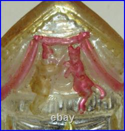 German Antique Gold Glass Punch And Judy Show Vintage Christmas Ornament 1930's