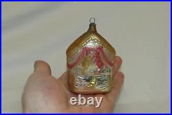 German Antique Gold Glass Punch And Judy Show Vintage Christmas Ornament 1930's