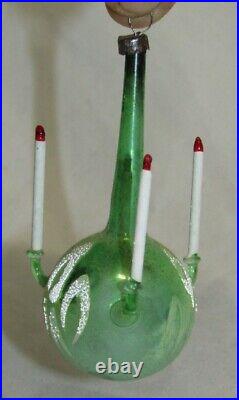German Antique Green Glass Chandelier Christmas Ornament Decoration 1920's