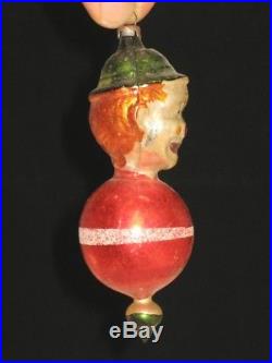 German Antique Hans Head Figural Glass Christmas Ornament Decoration 1900's