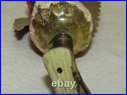 German Antique Red Glass Kneeling Angel Dresden Wings Christmas Ornament 1900's