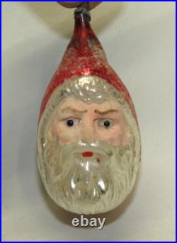 German Antique Red Glass Santa With Glass Eyes Vintage Christmas Ornament 1900's