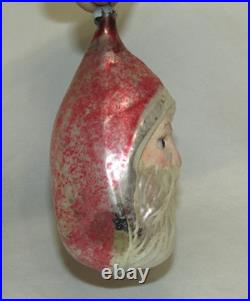 German Antique Red Glass Santa With Glass Eyes Vintage Christmas Ornament 1900's