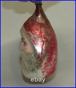 German Antique Red Glass Santa With Glass Eyes Vintage Christmas Ornament 1900's
