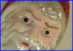 German Antique Red Glass Santa With Glass Eyes Vintage Christmas Ornament 1900's