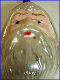 German Antique Red Glass Santa With Glass Eyes Vintage Christmas Ornament 1900's