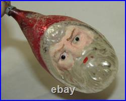 German Antique Red Glass Santa With Glass Eyes Vintage Christmas Ornament 1900's