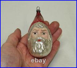 German Antique Red Glass Santa With Glass Eyes Vintage Christmas Ornament 1900's