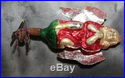 German Antique Victorian Glass Christmas Ornament Girl Praying 1900's Clip On