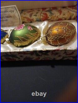 German Christmas Glass Egg Decor Black Forest Coll Blown Glass Eggs Orig Box