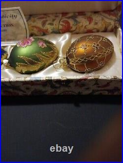 German Christmas Glass Egg Decor Black Forest Coll Blown Glass Eggs Orig Box