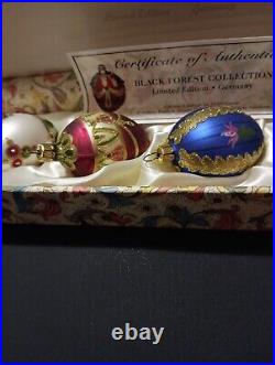 German Christmas Glass Egg Decor Black Forest Coll Blown Glass Eggs Orig Box