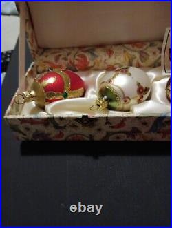 German Christmas Glass Egg Decor Black Forest Coll Blown Glass Eggs Orig Box