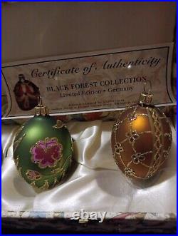 German Christmas Glass Egg Decor Black Forest Coll Blown Glass Eggs Orig Box