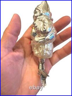 German Mercury Glass Hand Blown Painted Christmas Ornament Clown Clip On Rare