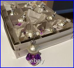 German Panda Bear Blown Glass Christmas Ornament box set