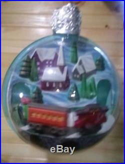 Gigantic Vintage Christmas Ornament Rotating Train Village Scene